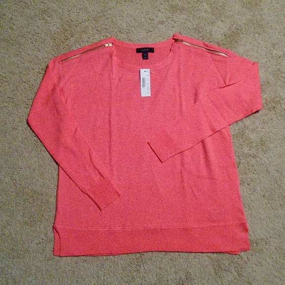 J CREW NWT Lightweight Spring Merino Zip Shoulder Sweater - Picture 3 of 8